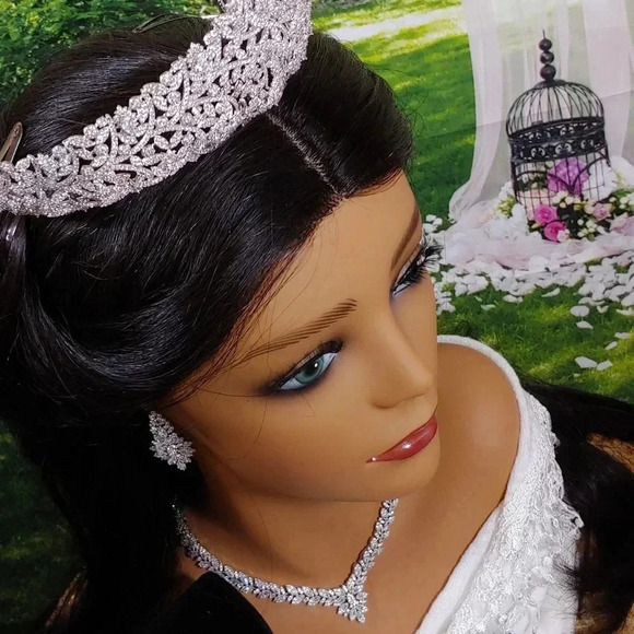 7pc Unique One-Of-A-Kind Tiara Bridal Package - Picture 12 of 12